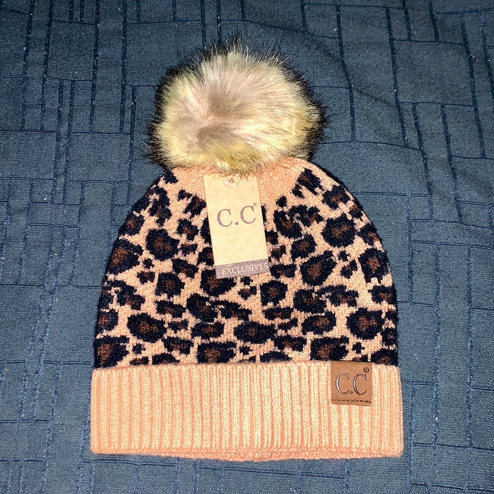 CC exclusives leopard print Pom beanie